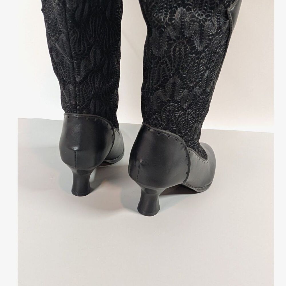 Victorian Goth Lace Up Boots Black Regency Kitten Heel Size 4.5-5 Pirate Cosplay - Picture 6 of 14